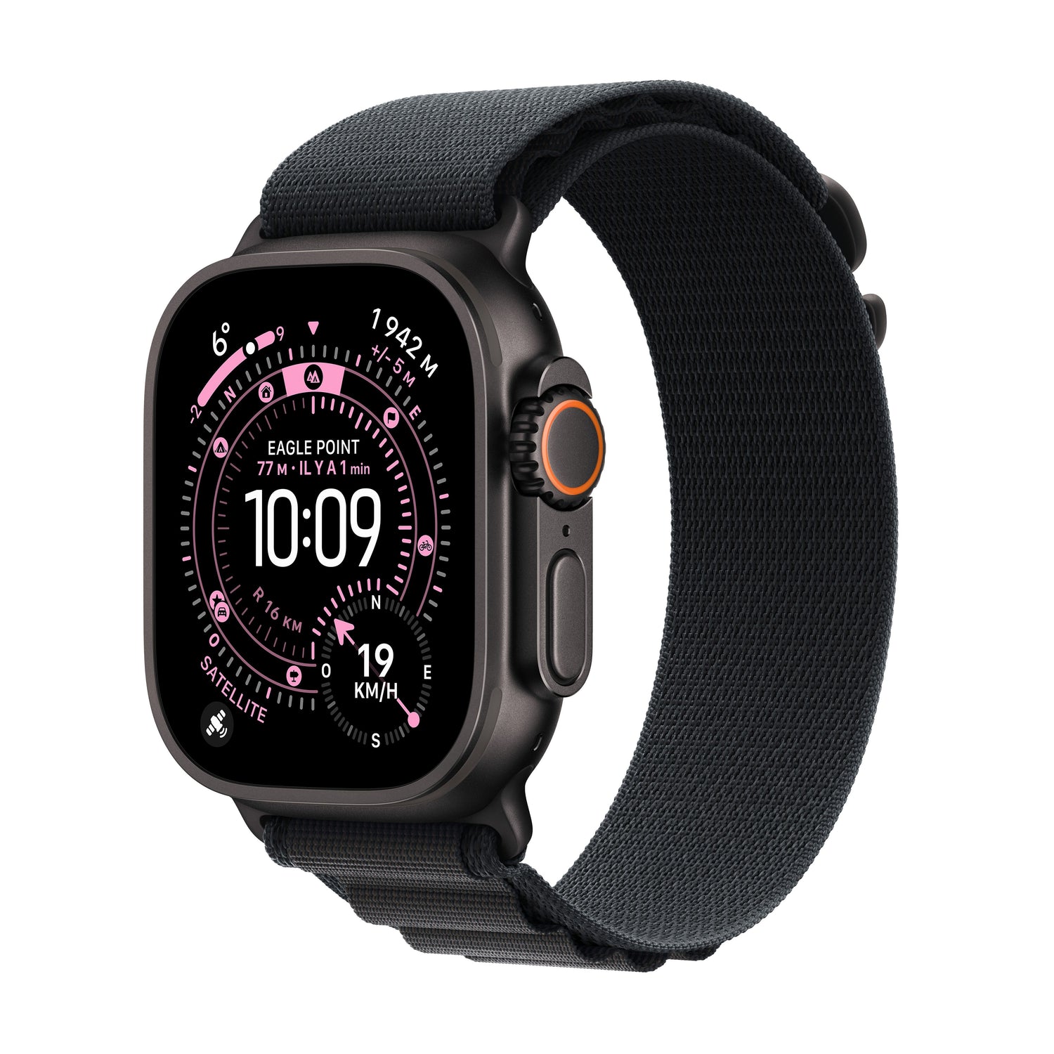 Apple Watch Ultra 3 GPS + Cellular, Boîtier en titane noir de 49 mm, Boucle Alpine noir - Large