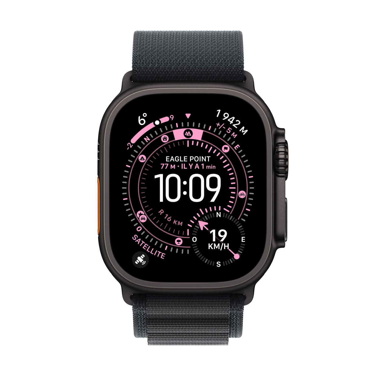 Apple Watch Ultra 3 GPS + Cellular, Boîtier en titane noir de 49 mm, Boucle Alpine noir - Large