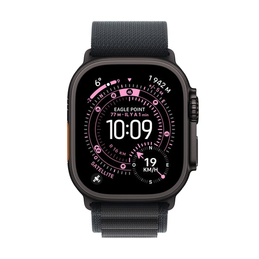 Apple Watch Ultra 3 GPS + Cellular, Boîtier en titane noir de 49 mm, Boucle Alpine noir - Large