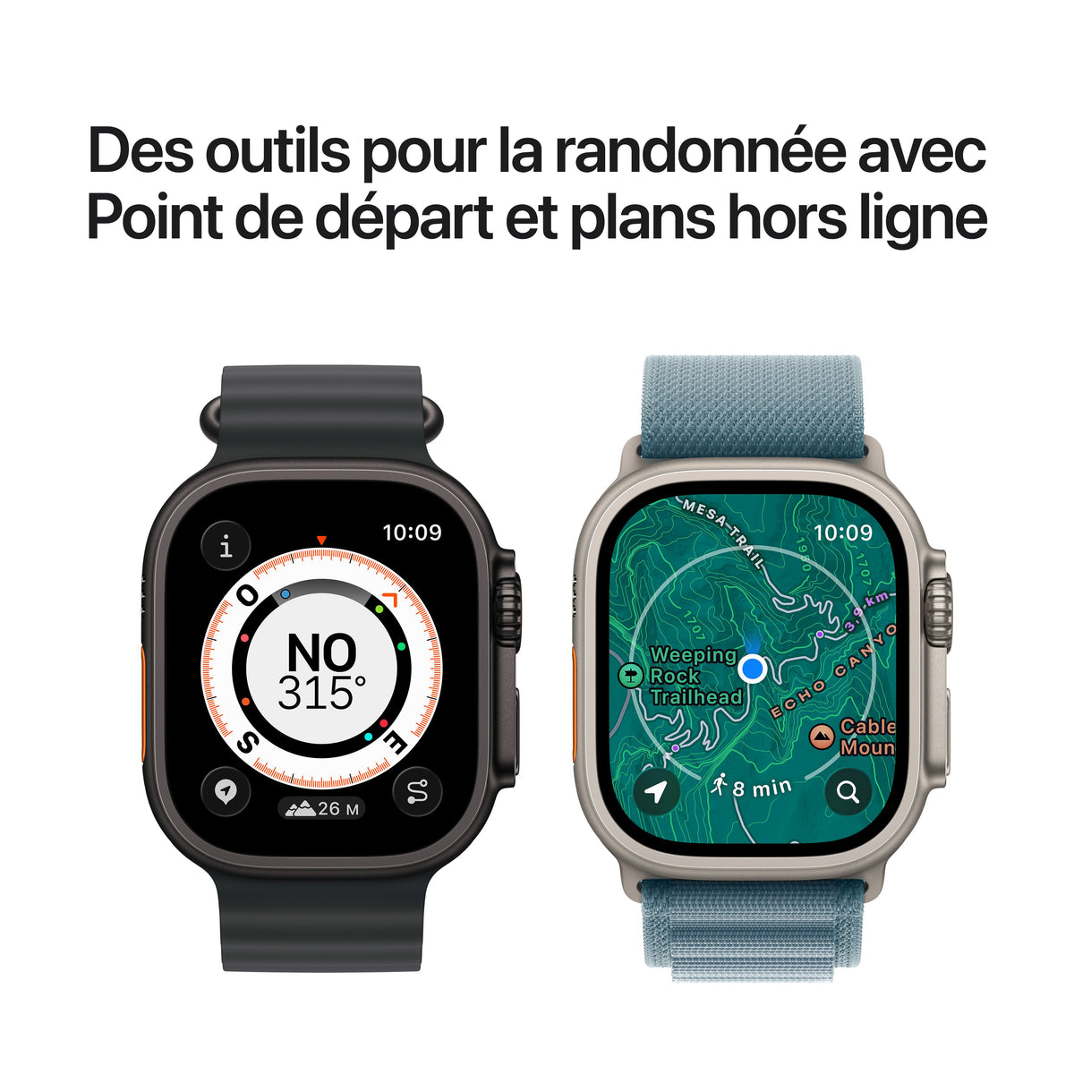 Apple Watch Ultra 3 GPS + Cellular, Boîtier en titane noir de 49 mm, Boucle Alpine noir - Large
