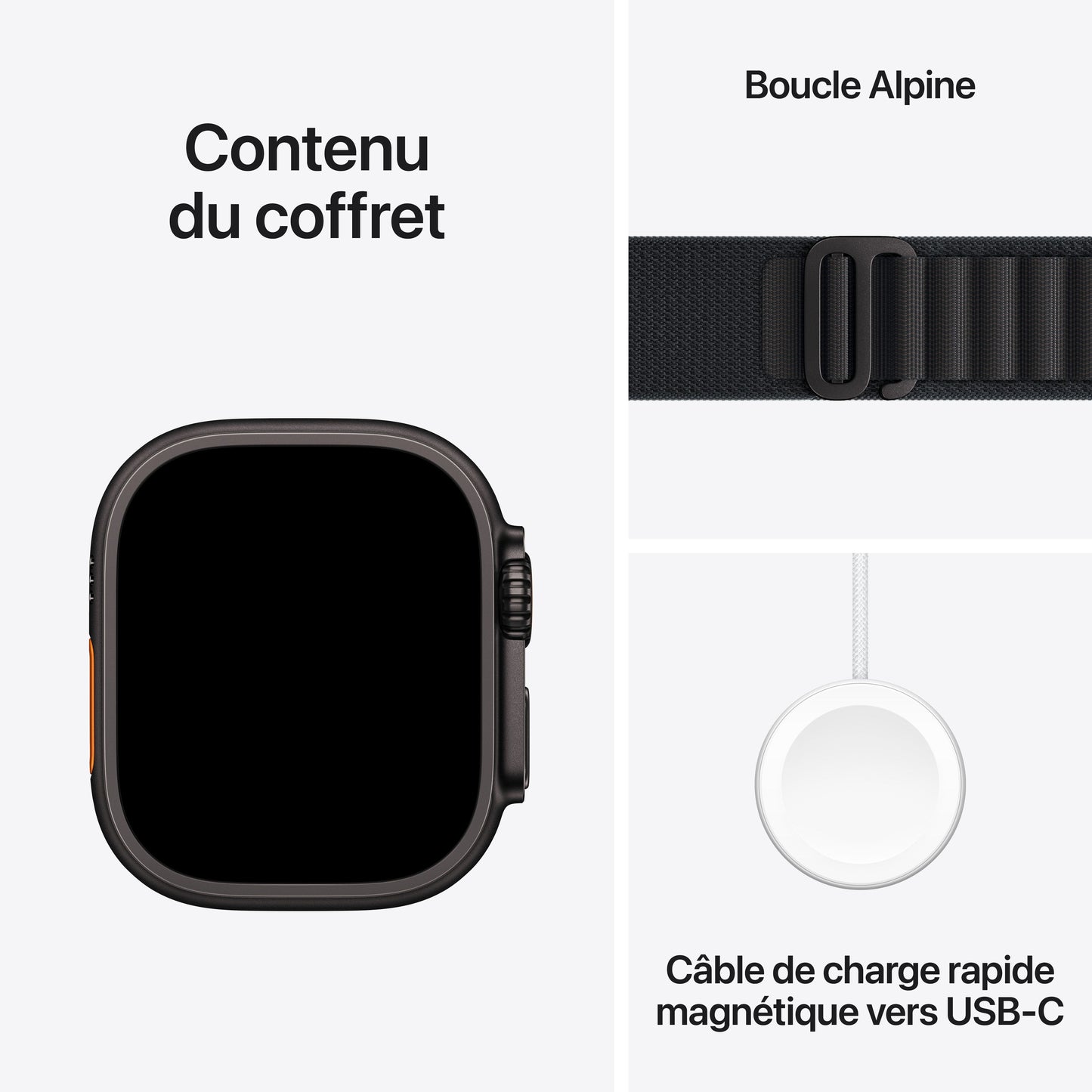 Apple Watch Ultra 3 GPS + Cellular, Boîtier en titane noir de 49 mm, Boucle Alpine noir - Large