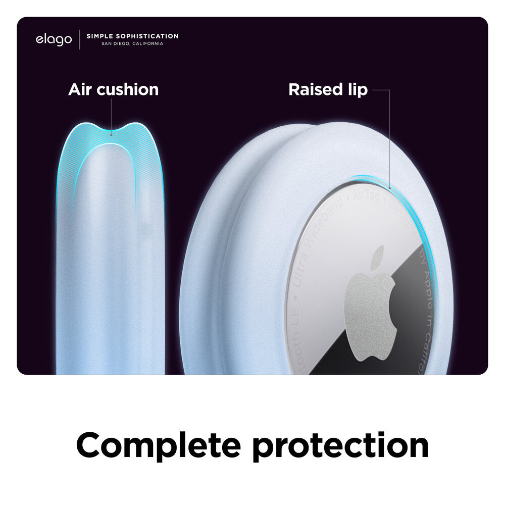 ELAGO Airtag Coque Silicone Pad Collant (2pcs) • Bleu Réflechissant