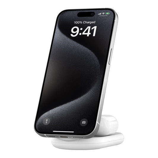 Belkin BoostCharge Pro Stand de charge 2 en 1 • Qi2 • Blanc