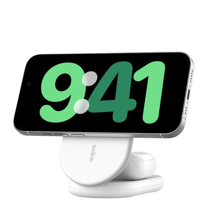 Belkin BoostCharge Pro Stand de charge 2 en 1 • Qi2 • Blanc