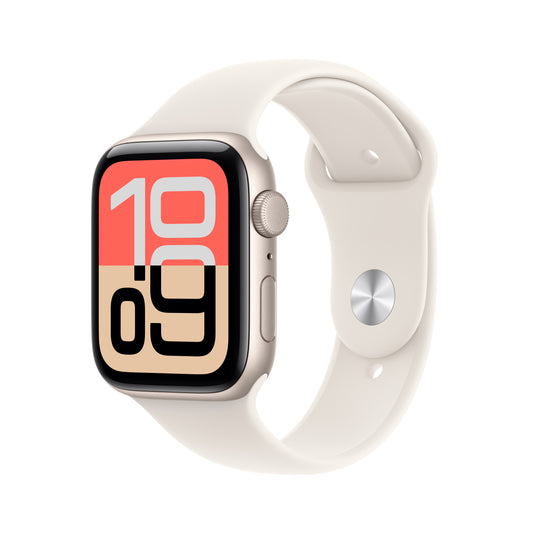 Apple • Apple Watch SE 3 • 44 mm • Lumière stellaire • Bracelet Sport lumière stellaire (M/L)