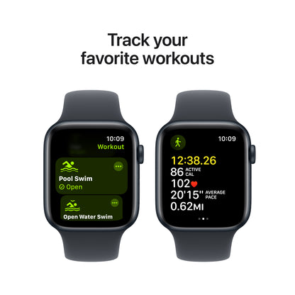 Apple Watch SE (2ème gén) • Alu 44mm Minuit • Bracelet Sport Minuit M/L