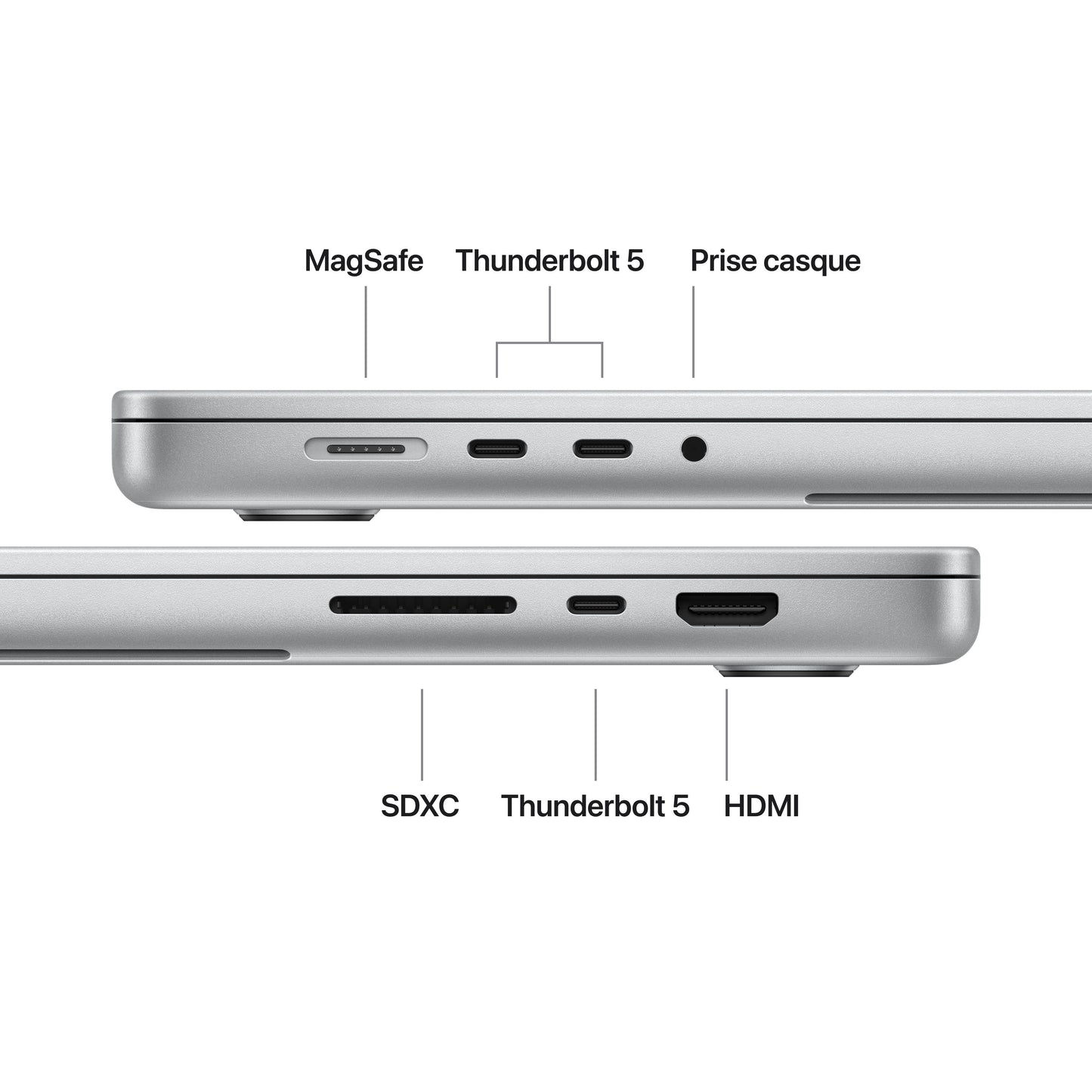 MacBook Pro 16 pouces: Puce Apple M5 Pro avec CPU 18 cœurs et GPU 20 cœurs, 1 To SSD - Argent