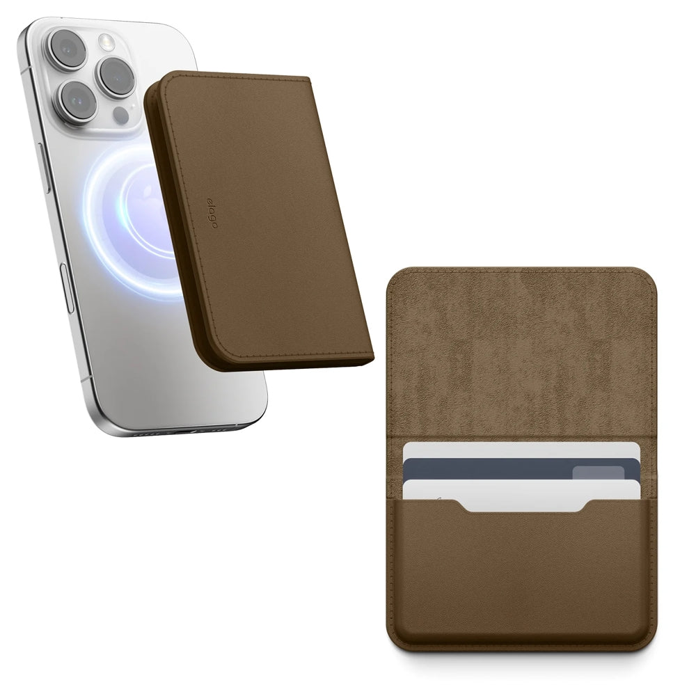 Porte-cartes magnétique en cuir végan • Taupe