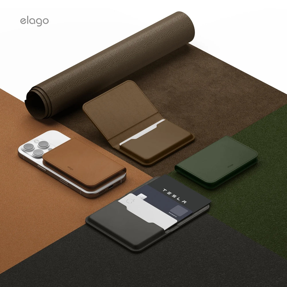 Porte-cartes magnétique en cuir végan • Taupe