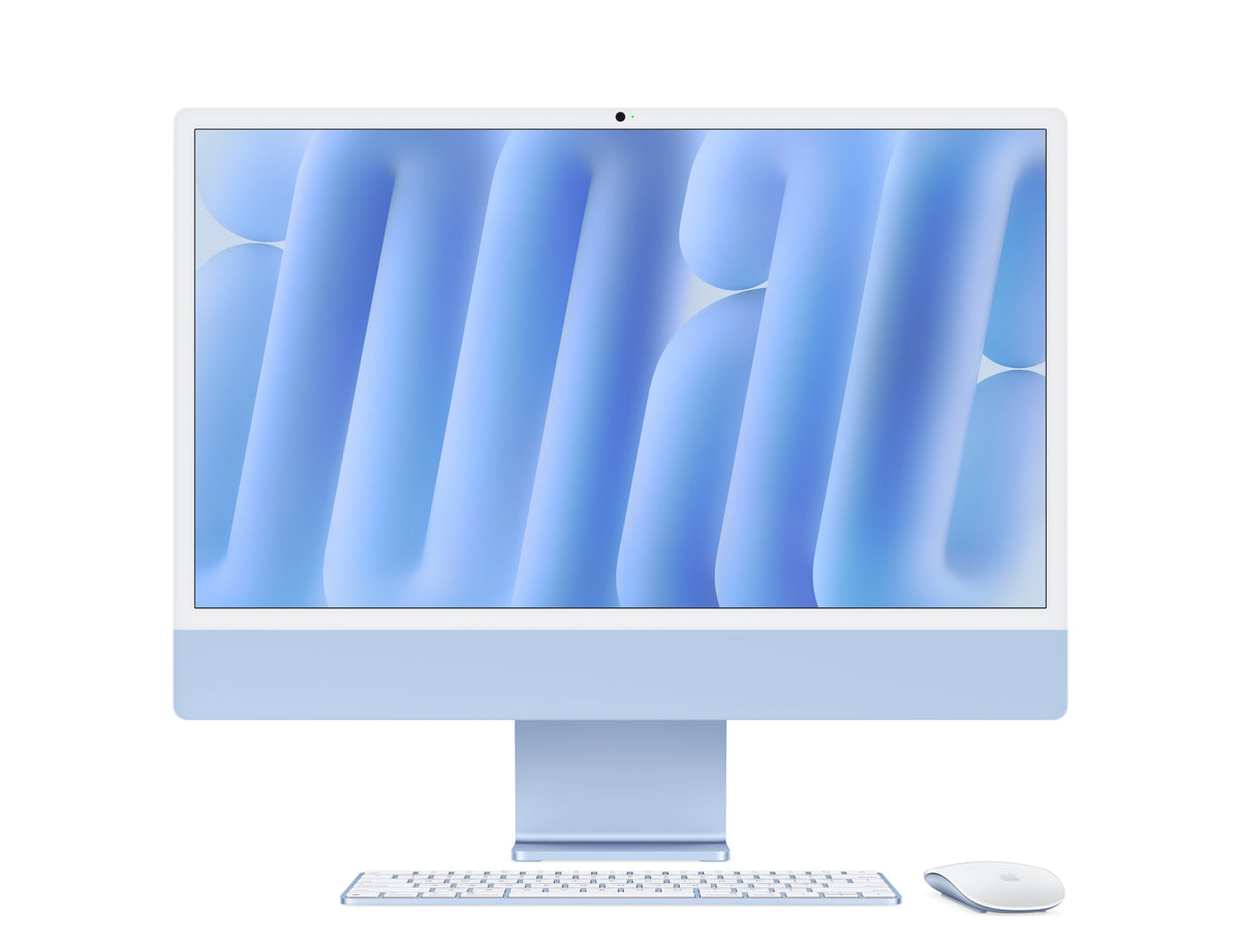 iMac 24 pouces avec écran Retina 4,5K: Puce Apple M4 avec CPU 10 cœurs et GPU 10 cœurs, 256 Go SSD - Bleu