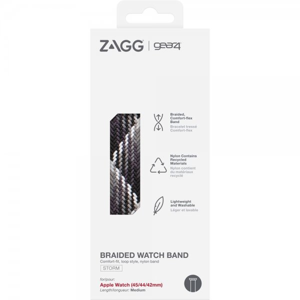 Gear4 Bracelet tressé pour Apple Watch • 42/44/45 • Gris • L