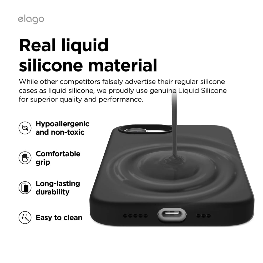 Elago Coque Silicone Magsafe pour iPhone 16e • Noir