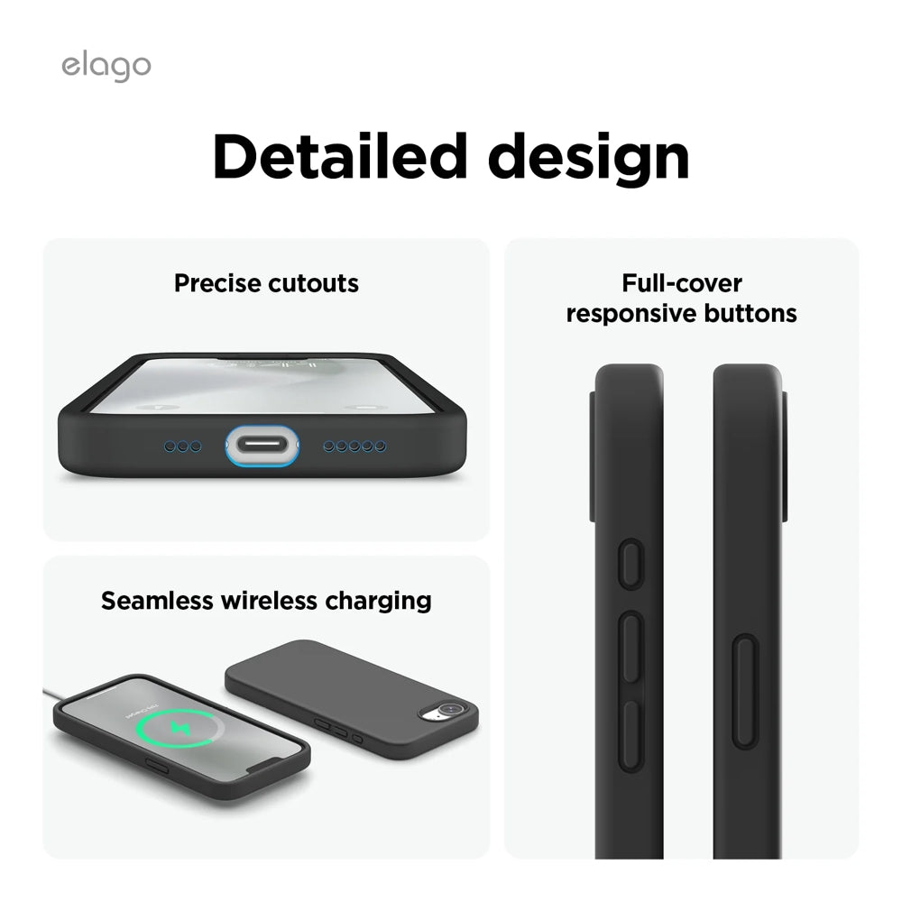 Elago Coque Silicone Magsafe pour iPhone 16e • Noir