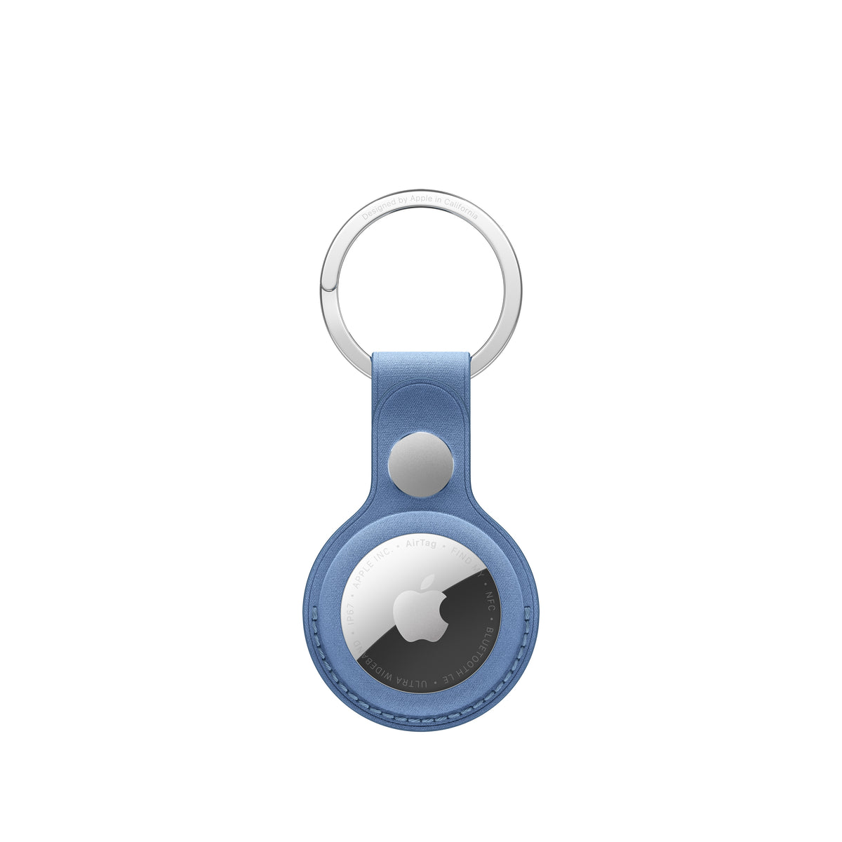 Porte‑clés en tissage fin AirTag – Bleuet