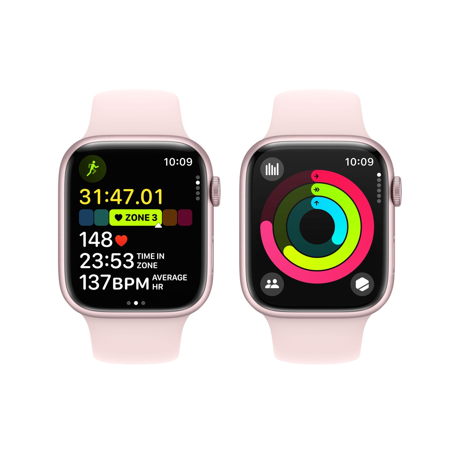 Apple Watch Series 9 • 45mm Rose • Bracelet Sport Rose M/L