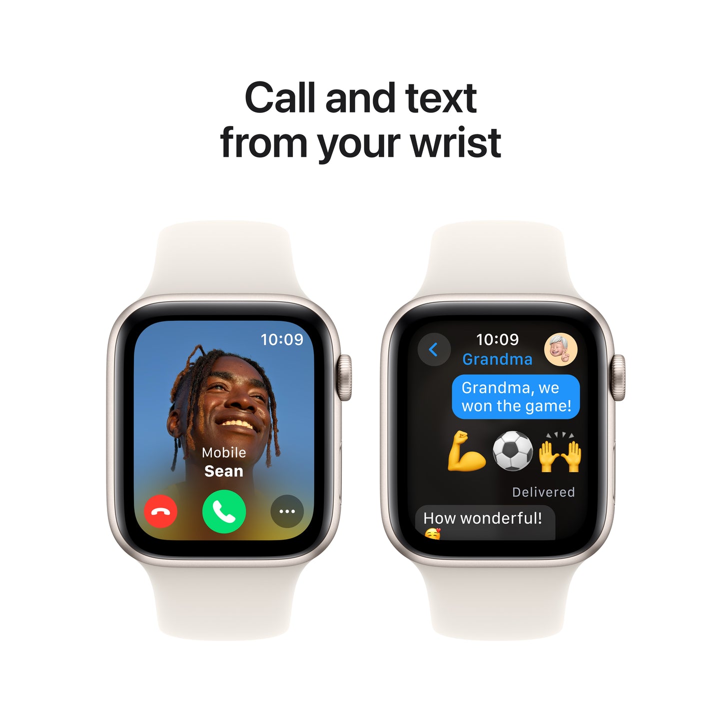 Apple Watch SE (2ème gén) • 44mm Lumière Stellaire • Bracelet Sport lumière stellaire M/L