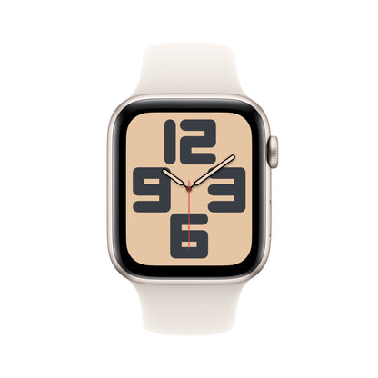 Apple Watch SE (2ème gén) • 44mm Lumière Stellaire • Bracelet Sport lumière stellaire M/L