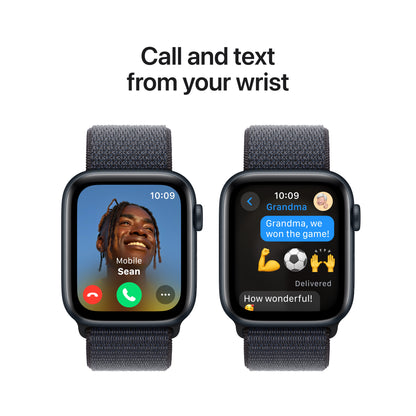 Apple Watch SE (2ème gén) • 44mm Minuit • Boucle Encre Violette