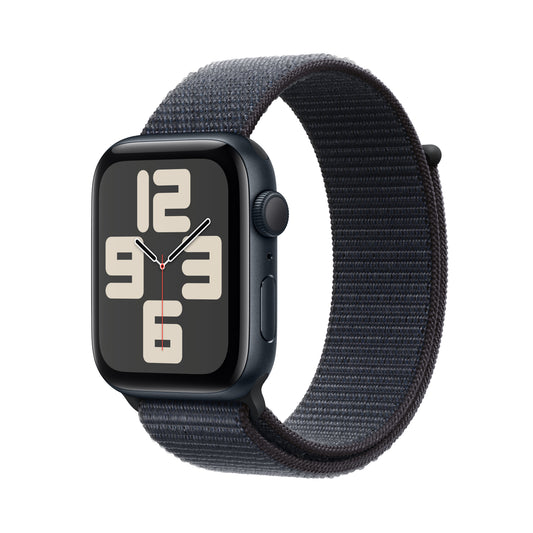 Apple Watch SE (2ème gén) • 44mm Minuit • Boucle Encre Violette