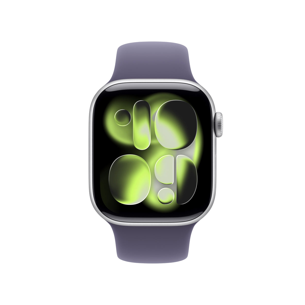 Apple Watch Series 11 GPS, Boîtier en aluminium argent 42 mm, Bracelet Sport brume violette - M/L