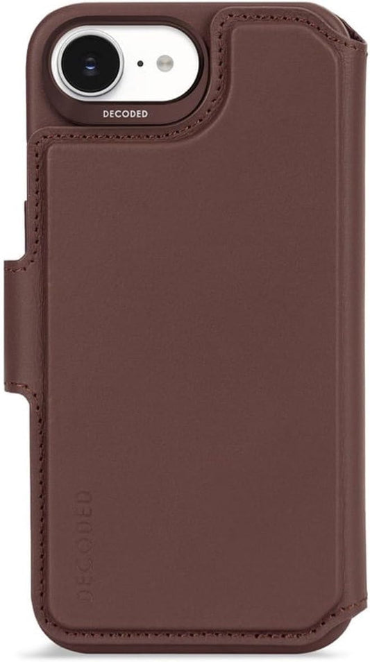 Decoded • Étui Portefeuille Détachable en Cuir pour iPhone 16e • Marron Chocolat