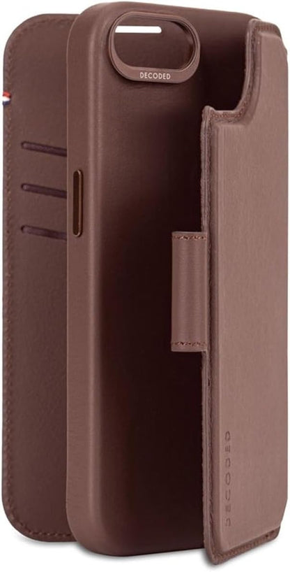 Decoded • Étui Portefeuille Détachable en Cuir pour iPhone 16e • Marron Chocolat