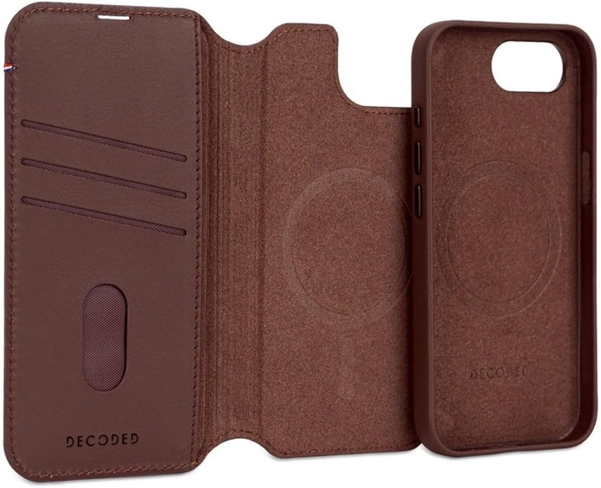 Decoded • Étui Portefeuille Détachable en Cuir pour iPhone 16e • Marron Chocolat