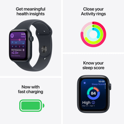 Apple • Apple Watch SE 3 • 44 mm • Minuit • Bracelet Sport minuit (M/L)