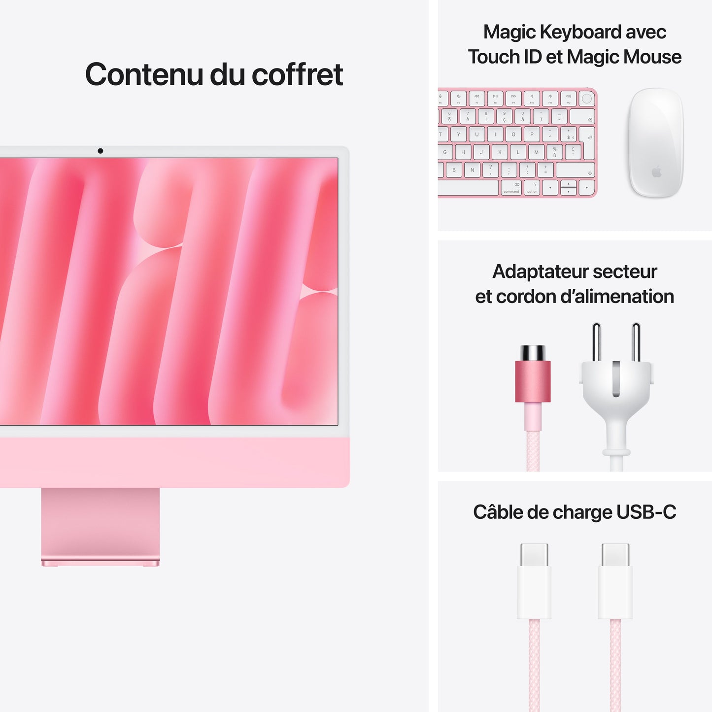 iMac 24" M4 8C/16GB/256GB/GPU8C • Suisse-Français • Touch Num • Rose