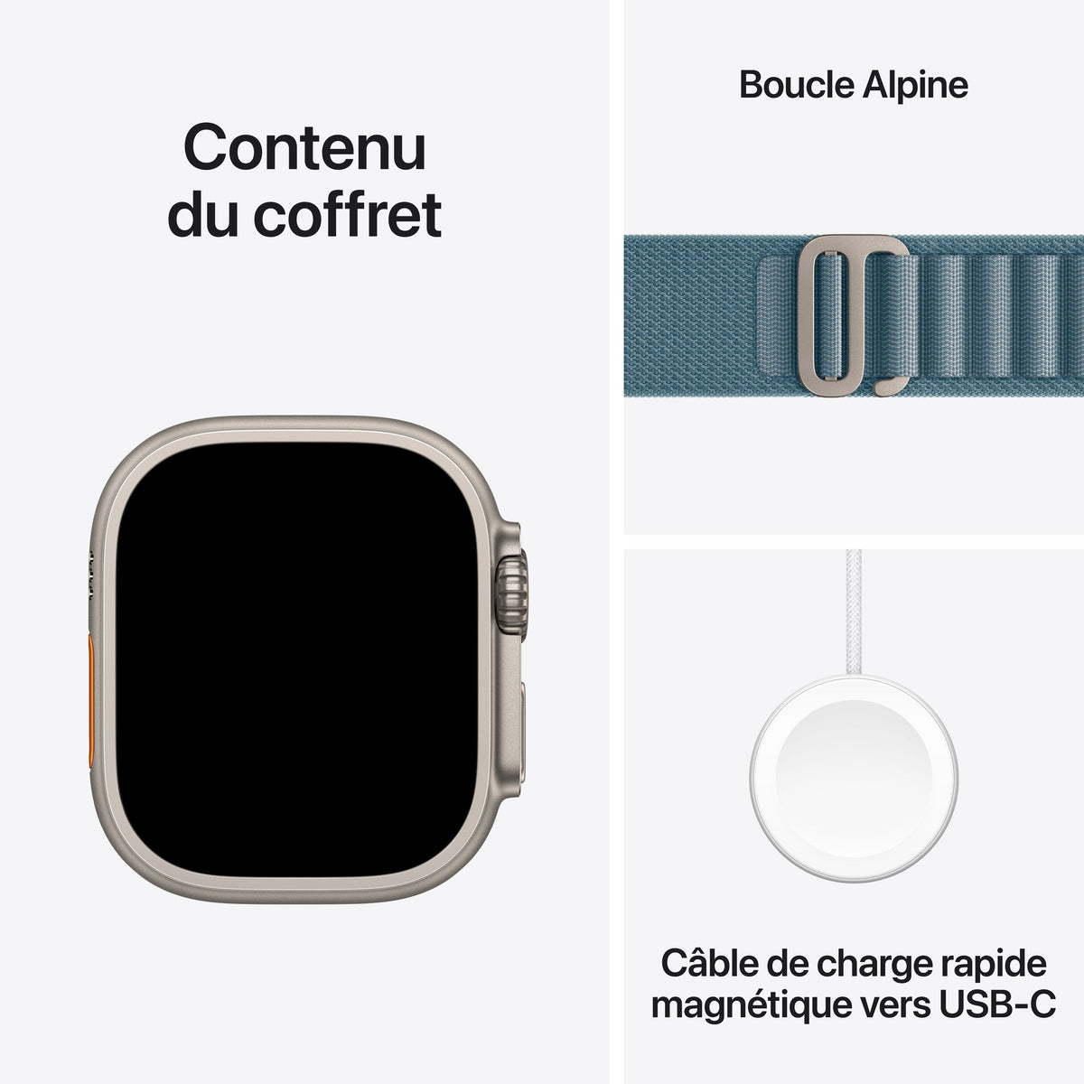 Apple Watch Ultra 3 GPS + Cellular, Boîtier en titane naturel de 49 mm, Boucle Alpine bleu clair - Medium