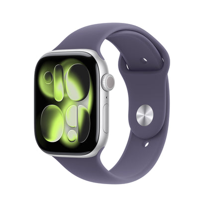 Apple • Apple Watch Series 11 • Argent 46 mm • Bracelet Sport brume violette (M/L)