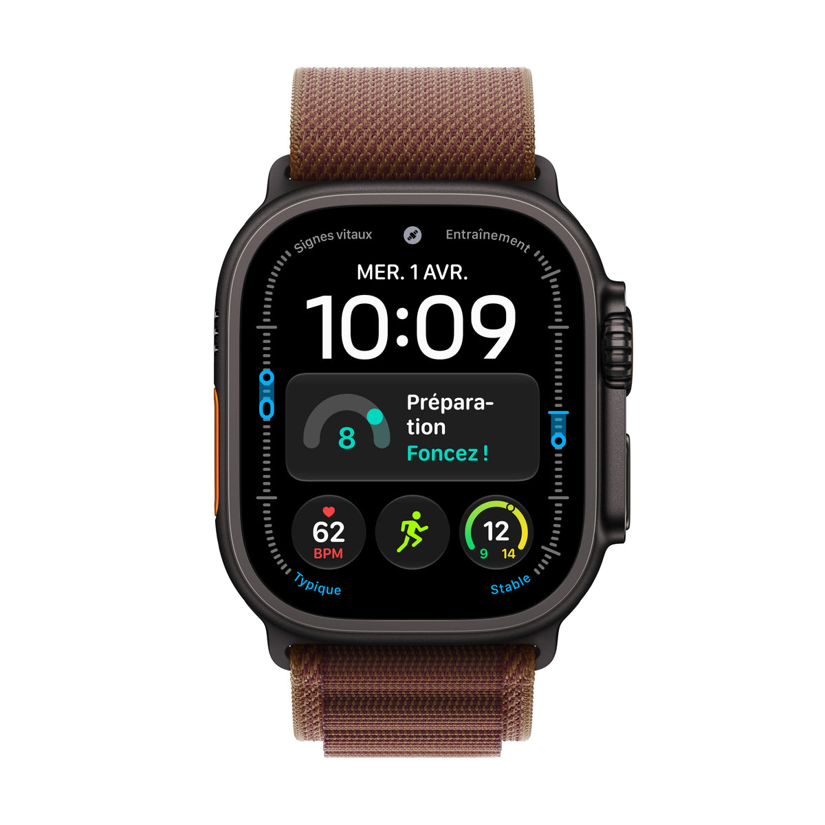 Apple Watch Ultra 4 GPS + Cellular, Boîtier en titane noir de 49 mm, Boucle Alpine bourgogne - S