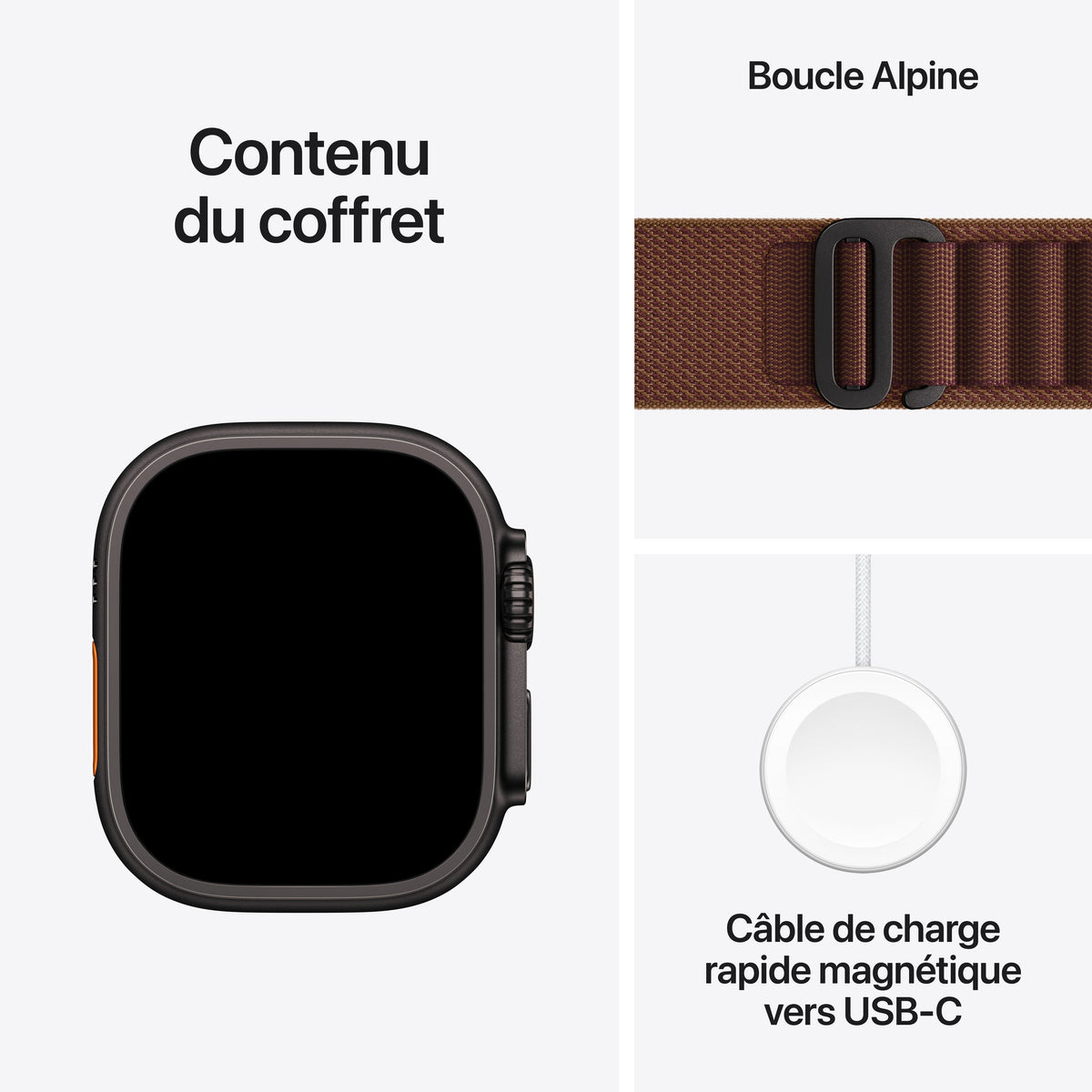 Apple Watch Ultra 4 GPS + Cellular, Boîtier en titane noir de 49 mm, Boucle Alpine bourgogne - L