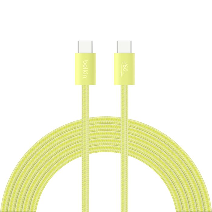 Belkin • BoostCharge Chargeur secteur USB-C GaN 30 W avec câble tressé 2 m • Vert