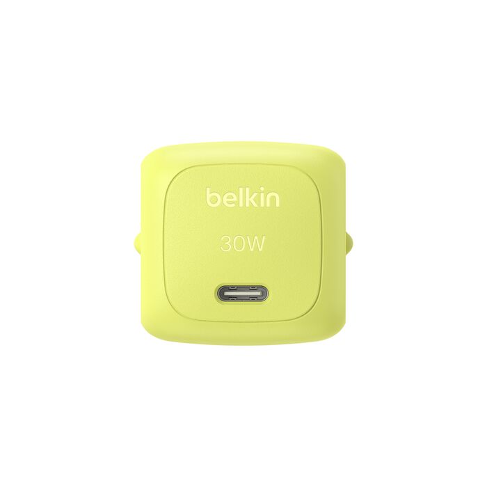 Belkin • BoostCharge Chargeur secteur USB-C GaN 30 W avec câble tressé 2 m • Vert