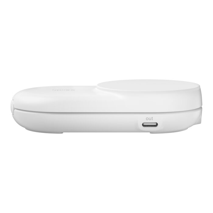 Belkin • Socle de recharge 2‑en‑1 UltraCharge avec Qi2 • 25 W • Blanc