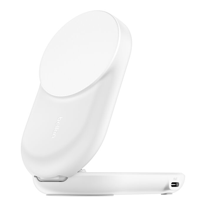 Belkin • Socle de recharge 2‑en‑1 UltraCharge avec Qi2 • 25 W • Blanc