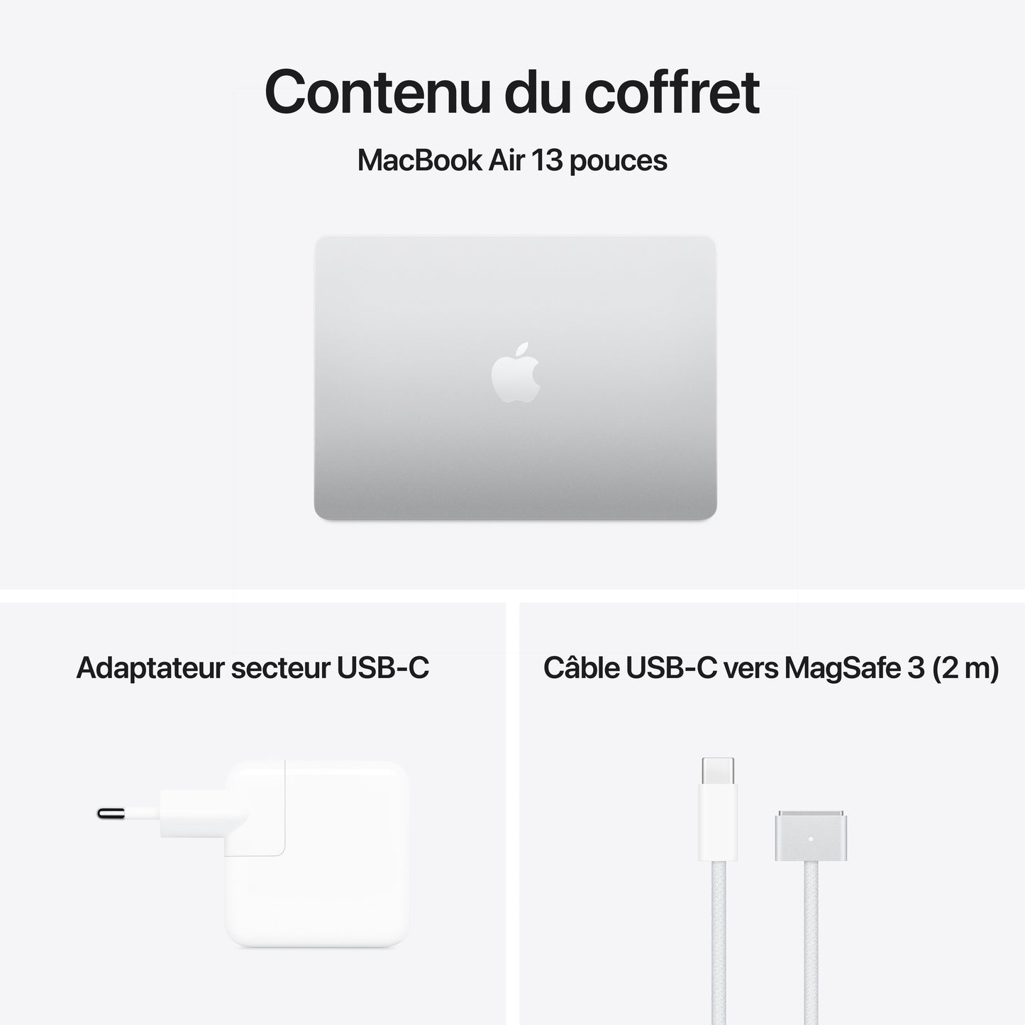 MacBook Air 13 pouces: Puce Apple M4 avec CPU 10 cœurs et GPU 10 cœurs, 512 Go SSD - Argent