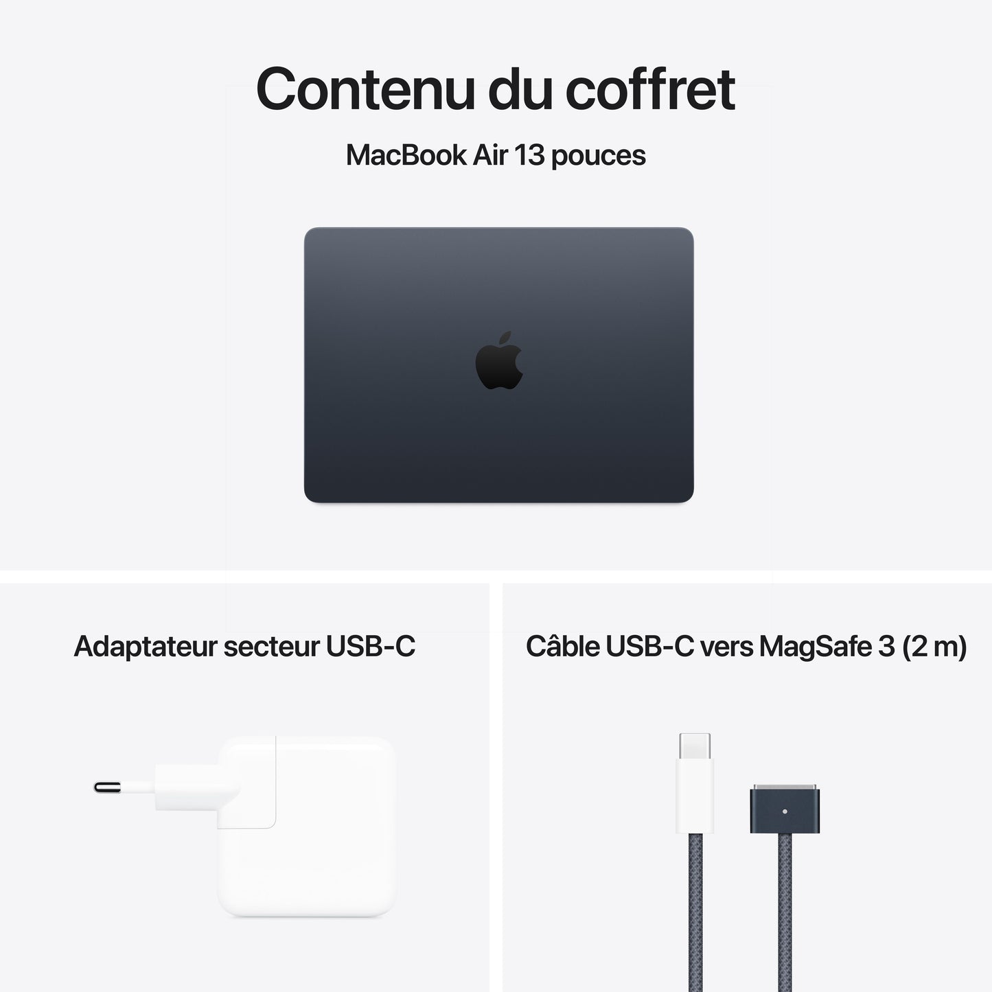 MacBook Air 13 pouces: Puce Apple M4 avec CPU 10 cœurs et GPU 8 cœurs, 256 Go SSD - Minuit