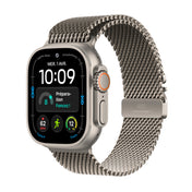 Apple Watch Ultra 4 GPS + Cellular, Boîtier en titane naturel de 49 mm, Bracelet Milanais titane naturel - S