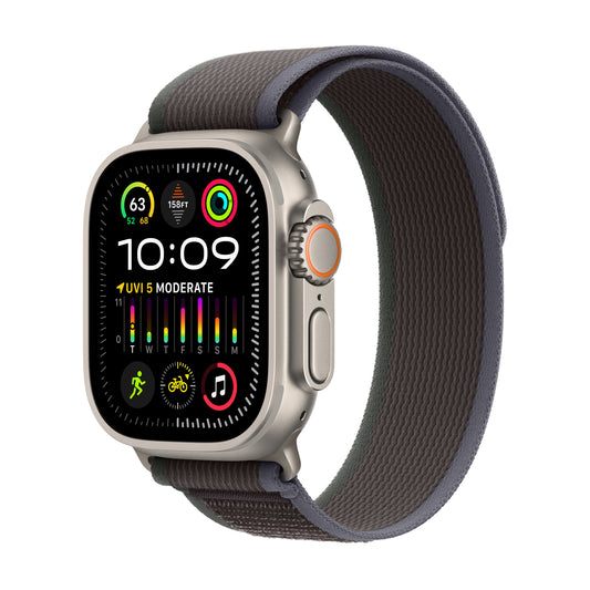 Apple Watch Ultra 2 • Boîtier en Titane • 49 mm • Boucle Trail Bleu/Noir S/M