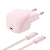 Belkin • BoostCharge Chargeur secteur USB-C GaN 30 W avec câble tressé 2 m • Rose