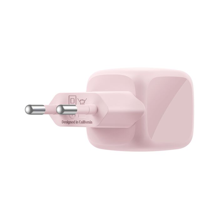Belkin • BoostCharge Chargeur secteur USB-C GaN 30 W avec câble tressé 2 m • Rose