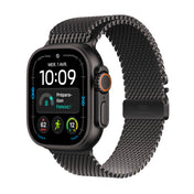 Apple Watch Ultra 4 GPS + Cellular, Boîtier en titane noir de 49 mm, Bracelet Milanais titane noir - S
