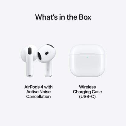 Apple AirPods 4ème génération avec annulation du bruit.