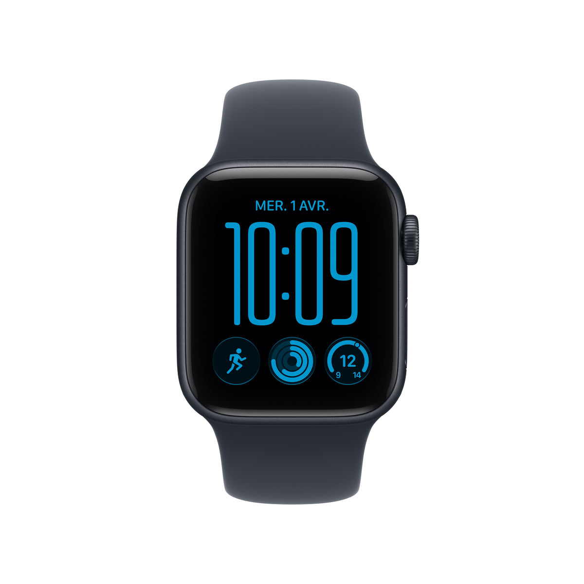 Apple Watch SE 3 GPS, Boîtier en aluminium minuit de 40 mm, Bracelet Sport bleu marine - M/L