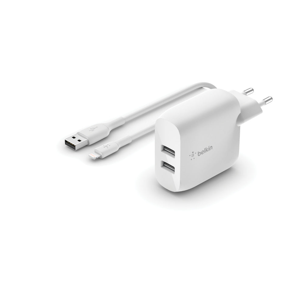 Belkin Chargeur Mural Double USB-A + Cable Lightning