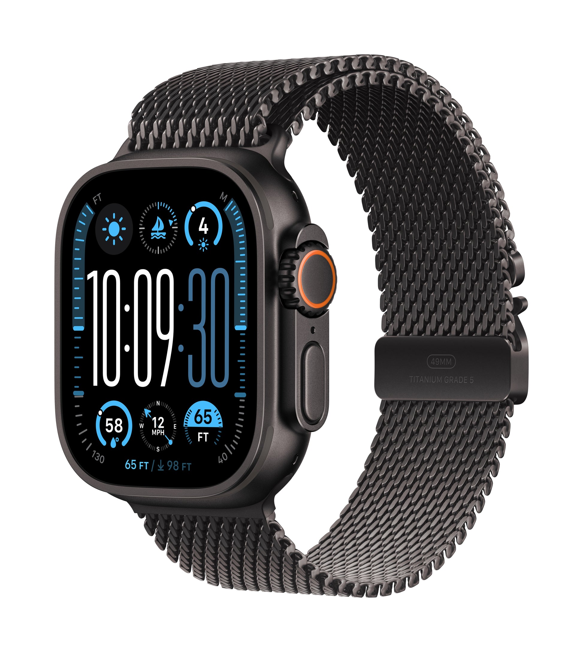 Apple Watch Ultra 2 • Noir • 49 mm • Bracelet Milanais Noir • S