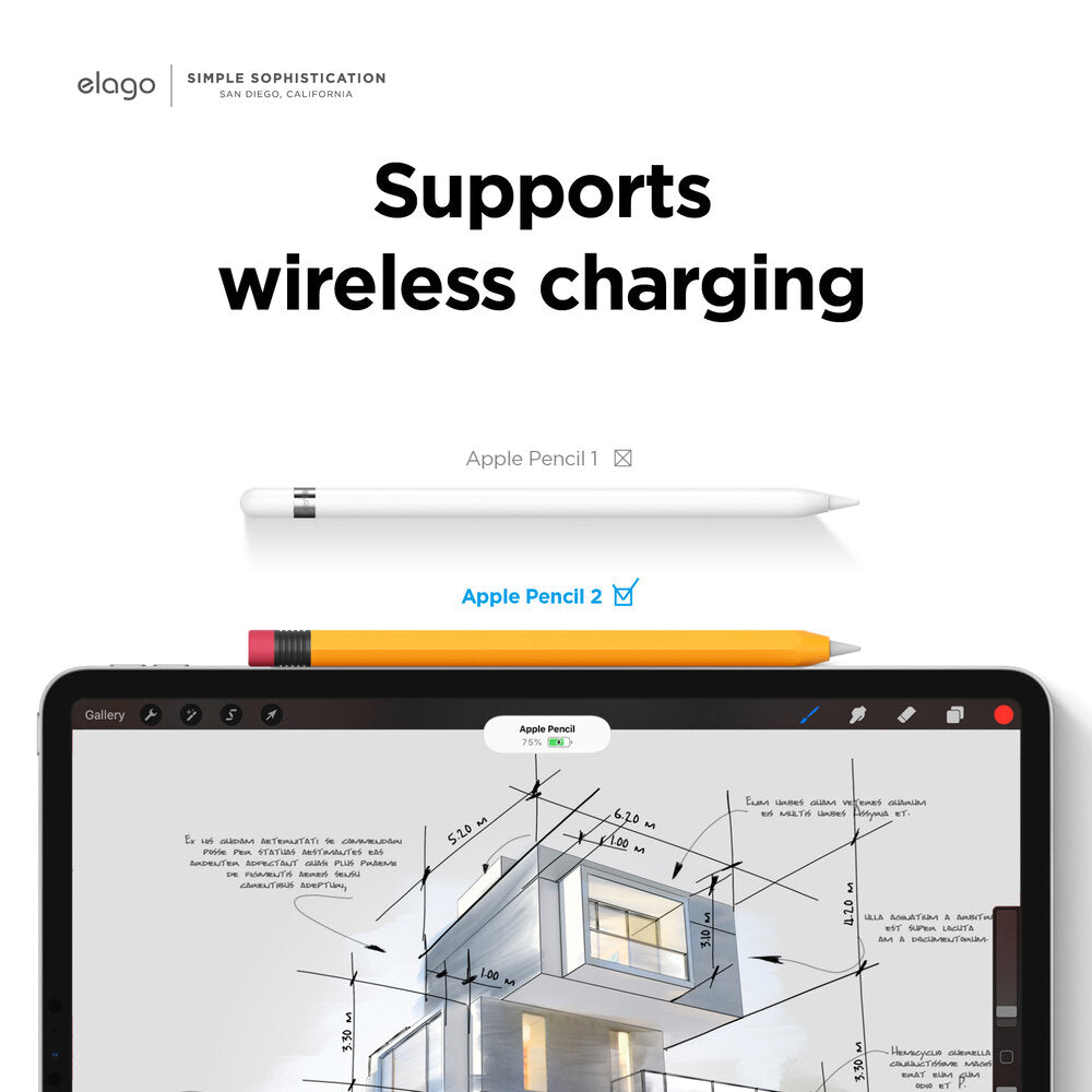 ELAGO Coque Silicone • Pour Apple Pencil 2 • Blanc