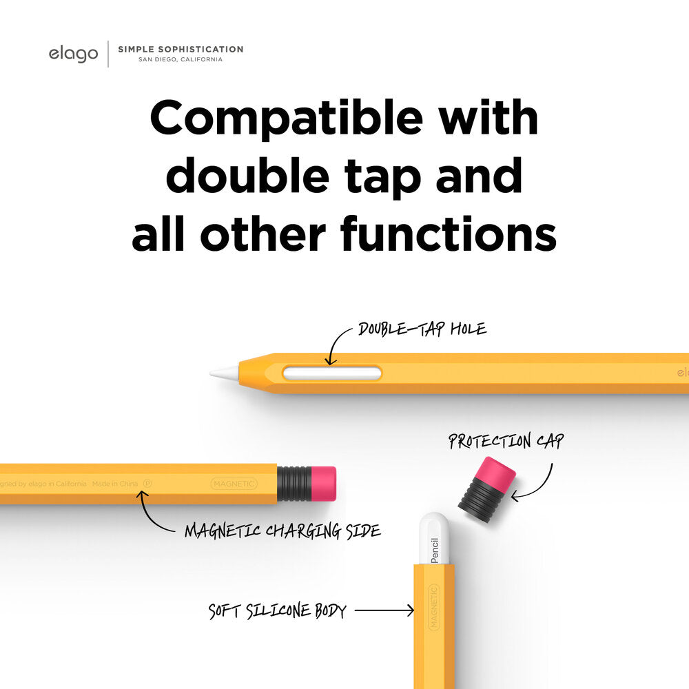ELAGO Coque Silicone • Pour Apple Pencil 2 • Blanc